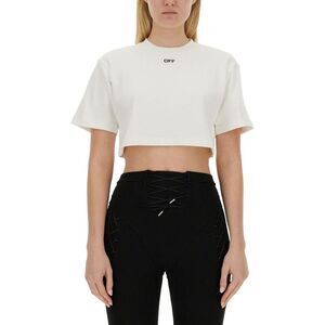 OFF-WHITE Ribbed Cropped T-Shirt Women WHITE T-Shirts & Tops